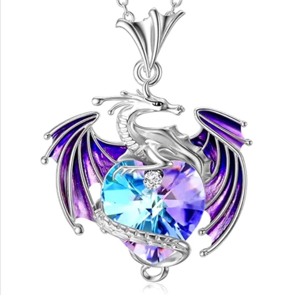 Dragon Pendant with Gem Necklace